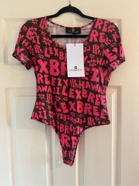 LexBreezy Pink & Brown Logo Bodysuit